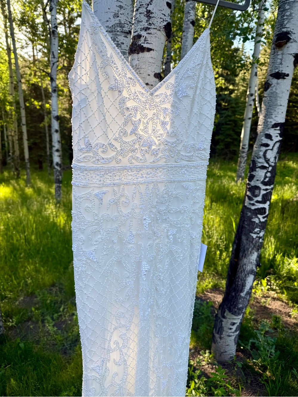 Cherished Vow White Spaghetti Strap Mermaid Wedding Gown - Picture 6 of 10